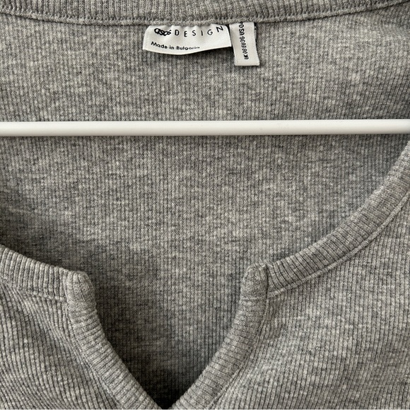 ASOS Grey Notch Neck Top - Picture 3 of 4